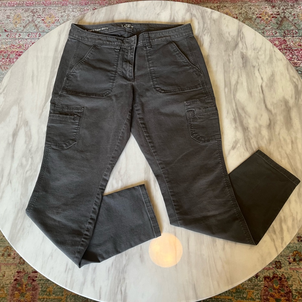 LOFT curvy super skinny cargo pants